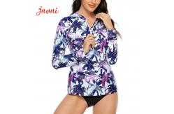 China Zip Front Women's Rashguard Swimsuit Sun Protection Swimming Jacket supplier