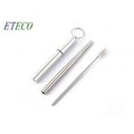 3.93 Inch Retractable Stainless Steel Straws , Portable Stainless Steel Straws Travel Size for sale