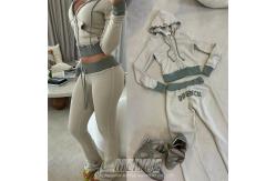 China Custom Embroidery Distressed Crop Top Hoodie Joggers Set  Womens Two Piece Set supplier