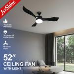 33.3W 52inch 5 Speed Remote Control Plastic LED Ceiling Fan With Light for sale