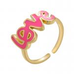 OEM Copper Brass 14k Gold Jewelry Open Enamel Love Letter Rings for sale