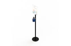 China Soap Hand Sanitizer Dispenser 120cm Metal Floor Stand With Sign Holder supplier