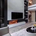 Rectangular Electric Steam Fireplace with Remote Control and Automatic Water Addition