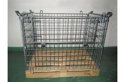 China Galvanized Metal Mesh Containers Foldable Steel Mesh Cage With Wood Pallet supplier