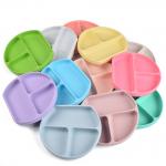 Purple Silicone Suction Divided Plate 3 Section Suction Plate for sale