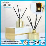 high quality glass gold reed diffuser bottle with gift box for sale
