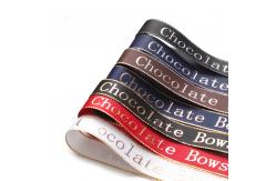 China Gold Edges Brown Wire Sublimation Grosgrain Roll Print Ribbon supplier
