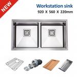 5mm Large Undermount Kitchen Sink Stainless Steel Drop In Double Bowl 92x56 for sale