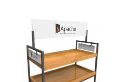 China Stores Point Of Sales Displays Wooden Tray Salad Display Stand With Wheels supplier