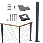Cable Railing Post 36x2x2 Fixed top Pre-Drilled Corner Post Top Mount Steel Wood Concrete Level Deck Railing Post for sale