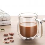 Easy Hold Handle Insulated Espresso Cups , Borosilicate Glass Milk Cup