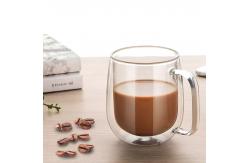 China Easy Hold Handle Insulated Espresso Cups , Borosilicate Glass Milk Cup supplier