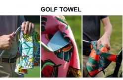 China Customizable Logo Golf Microfiber Fabric Waffle Pattern Golf Towel With Buckle And Hook supplier
