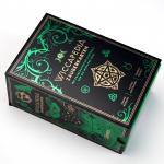 Rigid Sliding Box Paper Packaging With Tray And Green Foil Stamping For Magic Cards for sale
