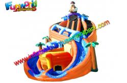 China Shipwreck Pirate Outdoor Inflatable Water Slides  , Inflatable Water Pool Slides With Tree supplier