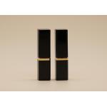 Cuboid Black Lip Balm Tubes Screen Printing Surface Gold Aluminum Ring In Middle for sale