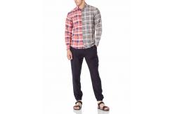 China Checked Buttoned Cuffs Mens Casual Linen Shirts Long Sleeve Fast Dry supplier