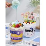 1L Plastic Cream Bucket with Semi-circular Transparent Lid and Customized Logo Print