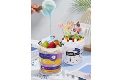 China 1L Plastic Cream Bucket with Semi-circular Transparent Lid and Customized Logo Print supplier