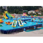 Unitized Amusement Inflatable Water Parks , Blow Up Water Slide With Bracket Pool