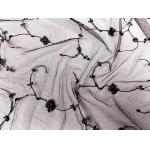 Nylon Black Stretch Lace Fabric By The Yard Embroidered Tulle Netting With Flower for sale