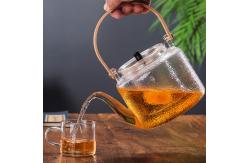 China Handmade 1000ml Clear Glass Teapot Borosilicate Material Eco Friendly supplier