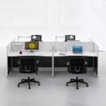 ISO Modular Four Person Workstation Desk Glass Panel Black Wooden