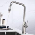 Smart Single Hole Kitchen Faucet With Sprayer High Arc Tubular Spout Mixer