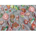 Bright 3D Colored Flower Embroidery Lace Fabric For Ladies Wedding Dressmaking for sale
