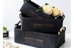China MULTI-PURPOSE Felt Storage Boxes With Wooden Handle EN71 Certifications supplier