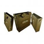 Customized Flat Handle Paper Bag , Spot UV Finishing Brown Paper Packaging Bags for sale