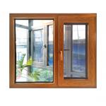 Double Swing Interior Casement Window Door Wood Look UPVC for sale