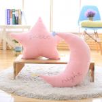 Moon Star Shape Plush Craft Pillow Pink  / Blue Color Smooth Feeling 45 - 65cm for sale