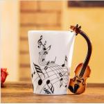 3D Creative Travel Custom Ceramic Mugs 13OZ With Violin Handgrip for sale