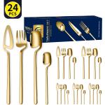 Stainless Steel Cutlery Set 24 Piece Wall-mounted Tableware Set Western Restaurant Hotel Set Gift Box for sale