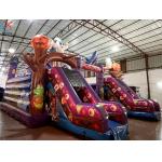 Commercial Inflatable Fun City Halloween Pumpkins Purple Inflatable Castle
