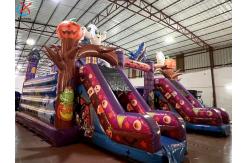 China Commercial Inflatable Fun City Halloween Pumpkins Purple Inflatable Castle supplier