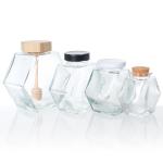 Empty 100Ml 380Ml Hexagonal Honey Pot Glass Honey Jar With Dipper