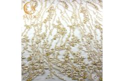 China Gold 140cm Width Machine Embroidery Lace Customized Lace Fabric For Dresses supplier