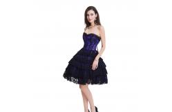 China Breathable Purple Black 2XL Bodycon Corset Mini Dress With Zipper supplier