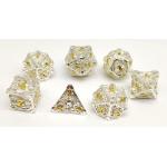 Portable Hand Poured Tiny Dice Set , Gold Plated Metal Mini Dice