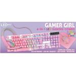 Compact Lightweight All-pink Gaming Keyboard With Static Rainbow Backlight Plus Matching Pink Headphones Mouse And Mouse Pa. for sale