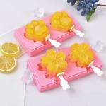 Durable MHC Cherry Blossom Shape Silicone Ice Cream Molds With Cover for Kids for sale