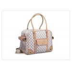  				High Quality PU Leather Double Layer Classic Grid Pet Carriers 	        