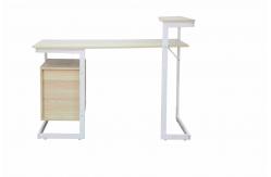China 2 Storage Drawers Modern Computer Desk White Oak Elegant With Elevated Shelf supplier