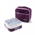 3 Compartment Stainless Steel Leak Proof Lunch Box with Lunch Bag 720ml Purple for sale