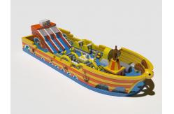 China Pirate Ship Inflatable Blow Up Bouncy Castle With Big Slides supplier