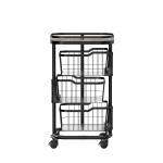 Foldable Design Steel Storage Trolley , 3 Tier Rolling Utility Cart Multifunctional