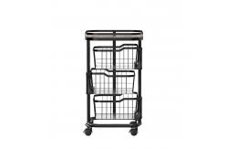 China Foldable Design Steel Storage Trolley , 3 Tier Rolling Utility Cart Multifunctional supplier