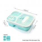 Silicone 3 Sections Bento Lunch Box Collapsible With Spork